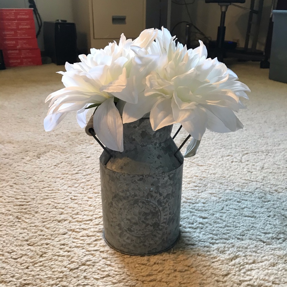 Galvanized Milk Can Flower Decor Arrangement
